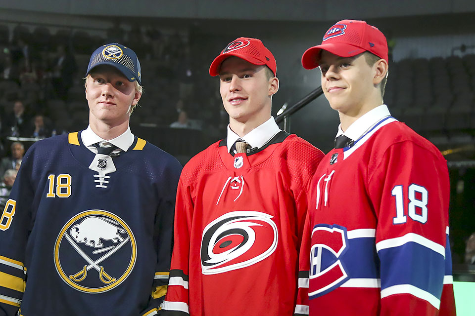 Rasmus Dahlin, Andrei Svechnikov und Jesperi Kotkaniemi.