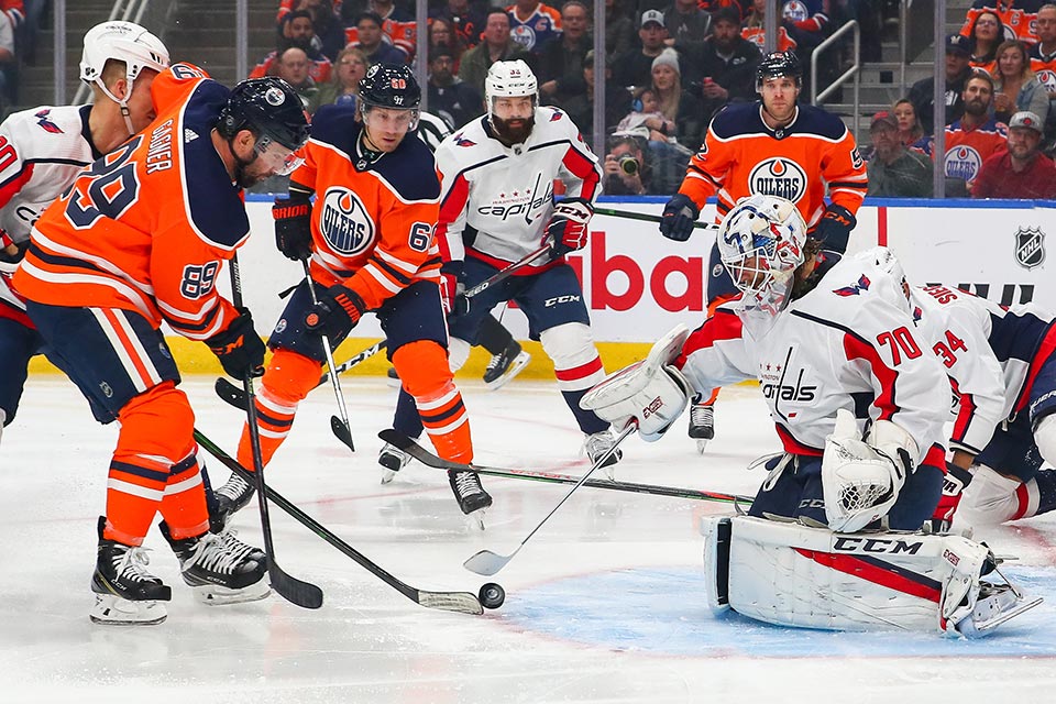 Torchance fr Edmontons Sam Gagner beim Spiel gegen Washington.