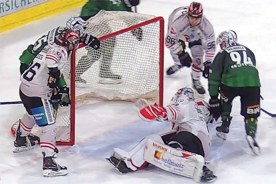 Tyler McNeely erzielt das Game-Winning-Goal fr Bietigheim gegen Memmingen.