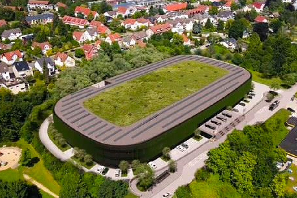 Ansicht der neuen Arena. Ansicht der neuen Arena.